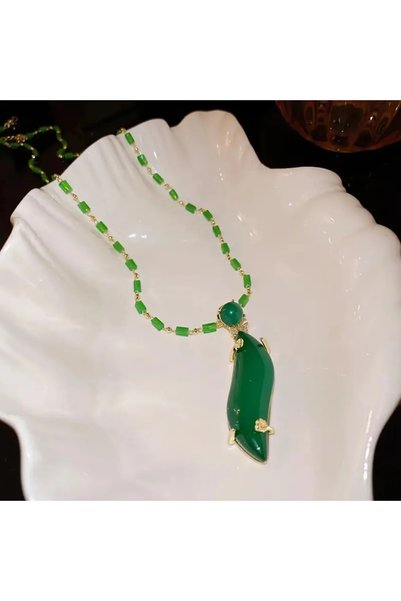 byozanyılmaz Handmade Design Necklace with Green Stones