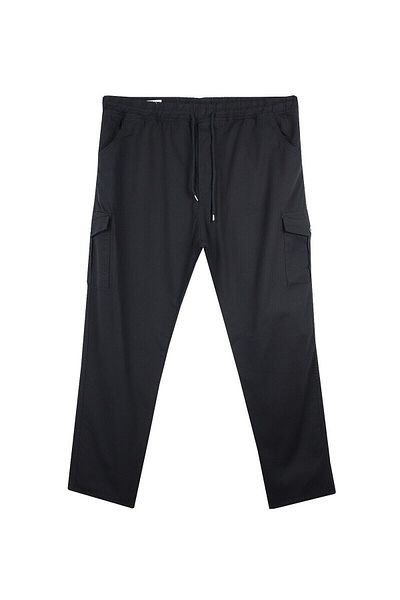 marufshop Ανδρικό παντελόνι Gabardine Plus Size Κατάλληλο για Βάρος 100 έως 180 κιλά με τσέπη Cargo Μαύρο
