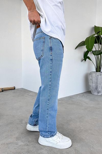 HAFKAGİYİM Light Blue Soft Gradient Premium Baggy Trousers