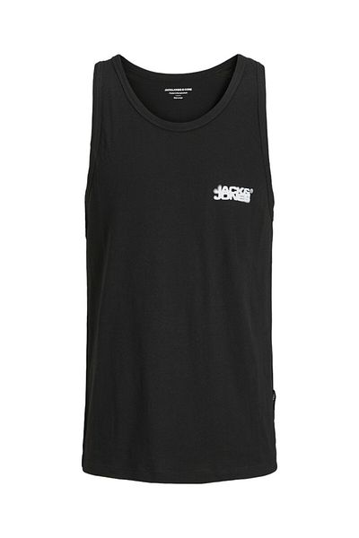 Jack & Jones Men's Black Jcosago Small Logo Slub Tank Top Undershirt 12276727-Black