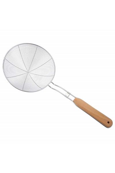 PUFO Spatulă de bucătărie din metal perforat, cu mâner din lemn, 39 x 14 cm