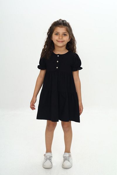 Toontoy Girl's Buttoned Ruffle Dress