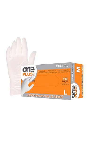 Oneplus Inspection Gloves Size L Latex Powdered Pack of 100