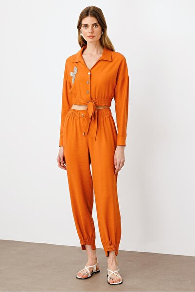 Moda İlgi Modailgi Beli ve Paçası Lastikli Pantolon - 1860 Tarçın