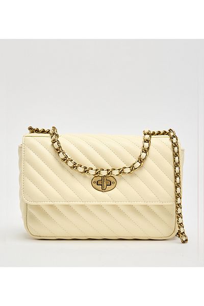 BCBG Off White Quilted Shoulder Bag