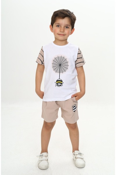 Toontoy Boy's Spider Detail Printed Shorts Suit