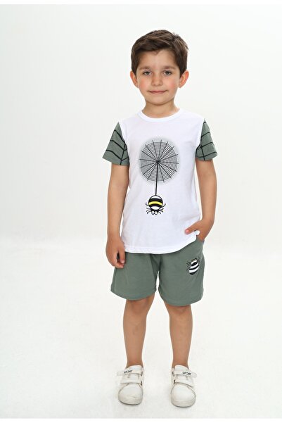 Toontoy Boy's Spider Detail Printed Shorts Suit