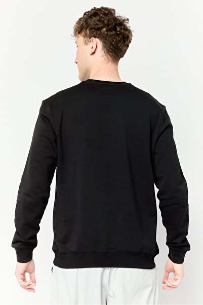 Lamborghini Men Crew Neck Brand Logo Long Sleeves Sweatshirt, Black