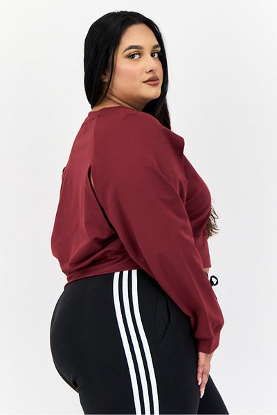 adidas Women Sportswear Fit Long Sleeve Outdoor Sweatshirt, Burgundy