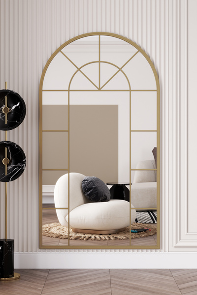 Marsah Home Gold Metal Çerçeveli Dekoratif Ayna, 180x80 cm