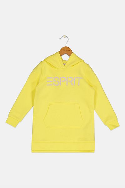 Esprit Kids Girl Brand Logo Long Sleeve Hooded Sweatshirts, Neon Yellow