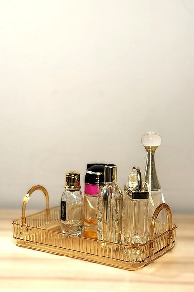 UNIQUE ME Makeup Organizer Cosmetic Accessory Organizer Bathroom Shelf Amber Yellow (Durable Polycarbonate)