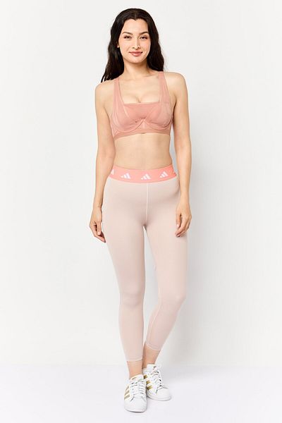 adidas Women Textured Padded Underwired Sports Bra, Tan