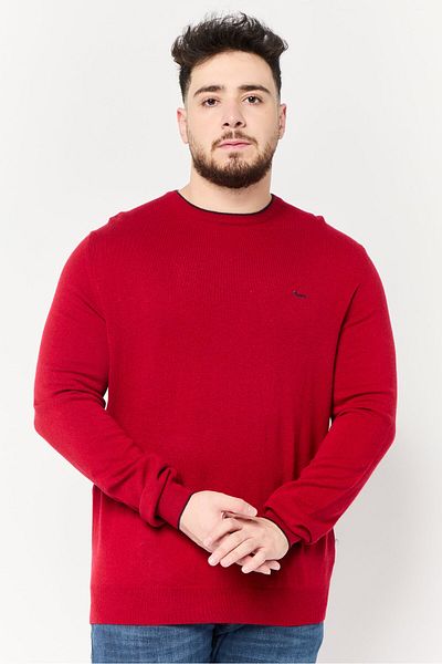 Harmont & Blaine Men Round Neck Embroidered Logo Sweater, Red