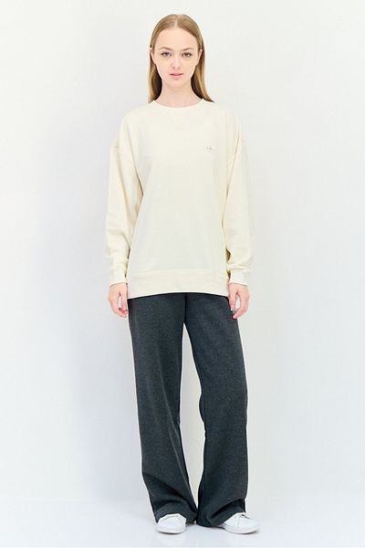 adidas Women Sportswear Fit Long Sleeves Outdoor Sweatshirt, Beige
