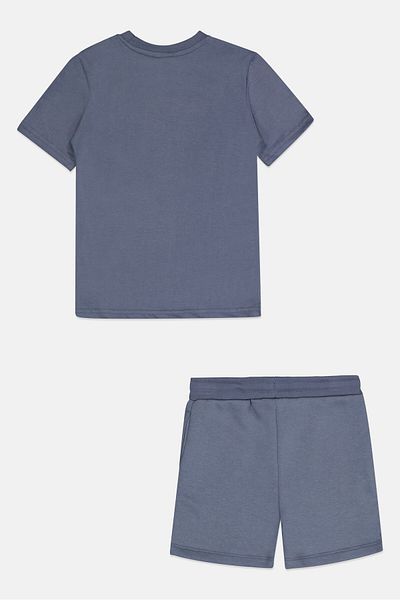 Nicce Kids Boy 2 Pieces Short Sleeve Brand Logo Top And Short Set, Dusty Blue