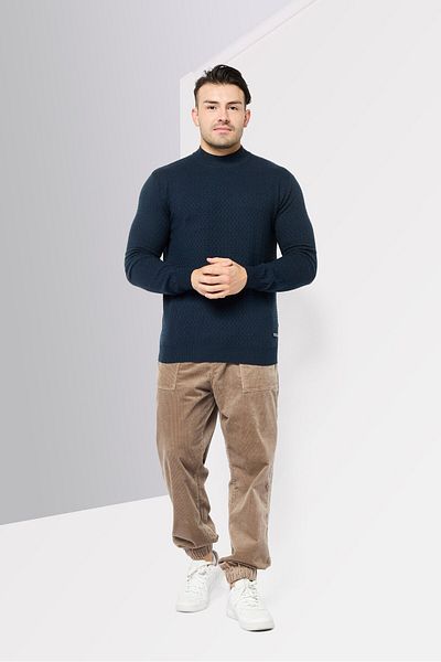 Harmont & Blaine Jeans Men Crew Neck Textured Long Sleeves Sweater, Navy