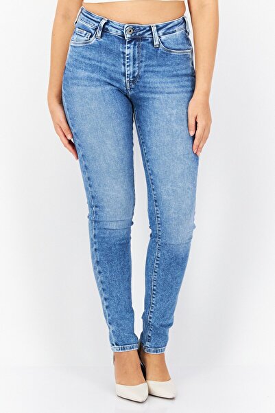 Pepe Jeans Women Skinny Fit Washed Stretchable Denim Jeans, Blue