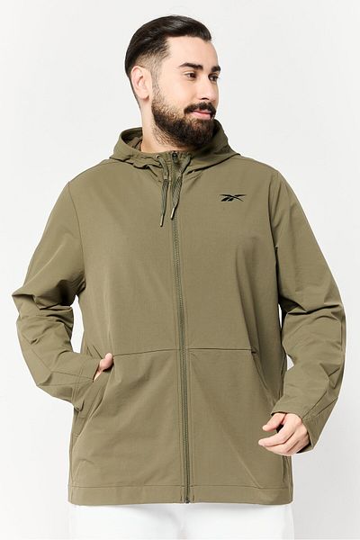 Reebok Men Sportswear Fit Hooded Training Jackets, Olive
