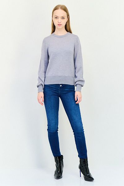 Esprit Women Crew Neck Knitted Sweater, Grey