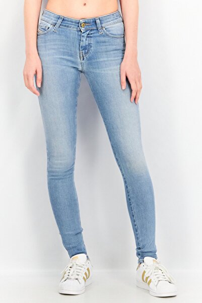 Diesel Women Slim Skinny Fit Wash Non Stretchable Denim Jeans, Blue