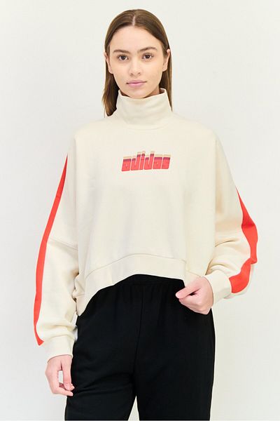 adidas Women Sportswear Fit Long Sleeve Outdoor Sweatshirt, Ivory