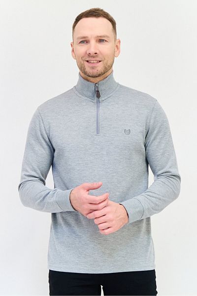 Chaps Men Mock Neck Embroidered Logo Sweatshirt, Grey
