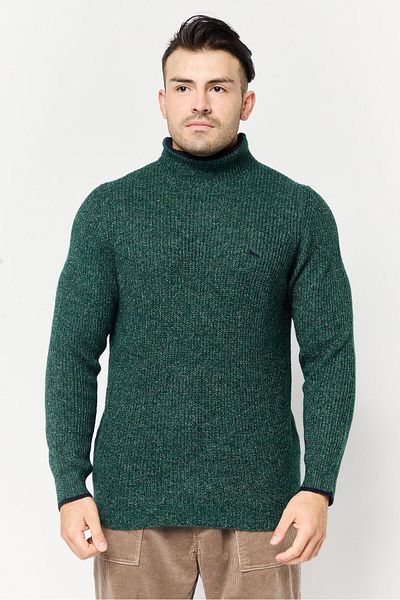 Harmont & Blaine Men High Neck Long Sleeve Brand Logo Sweater, Green