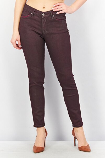 Aqua Women Skinny Fit Plain Stretchable Jeans, Burgundy