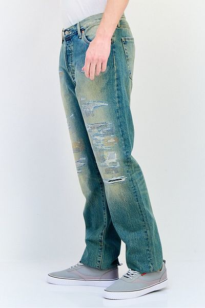 Levi's Men Regular Fit Washed Print Non Stretchable Jean, Wash Blue