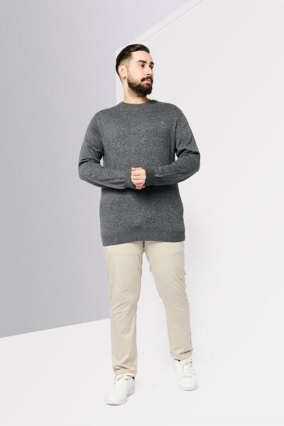 Harmont & Blaine Jeans Men Crew Neck Embroidered Logo Sweater, Grey