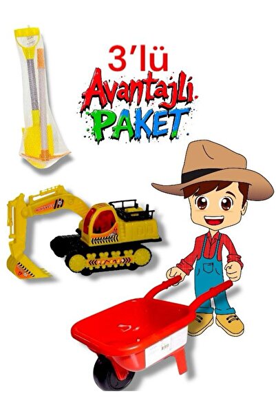SAZE 2Lİ KAZMA KÜREK+EL ARABASI + Vakumlu Ekskavatör 3 LÜ AVANTAJLI PAKET