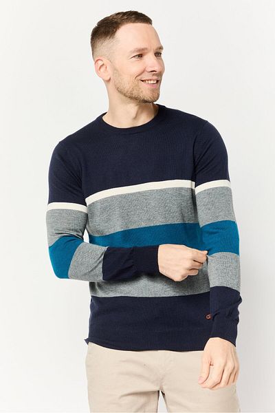 Harmont & Blaine Jeans Men Crew Neck Long Sleeves Yarn Dye Sweater, Multicolor