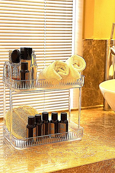 UNIQUE ME 2 Tier Bathroom Organizer Organizer Bathroom Shelf Diamond (Durable Polycarbonate)