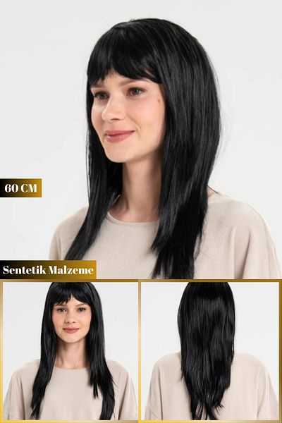 Hane Dostu 60CM Perucă sintetică de petrecere model lung cu căptușeală interioară |   Perucă pentru ocazii speciale