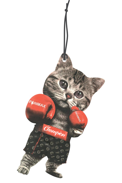 Meröka Boks Yapan Kedi Görselli Dekoratif Oto Kokusu ve Aksesuar Seti