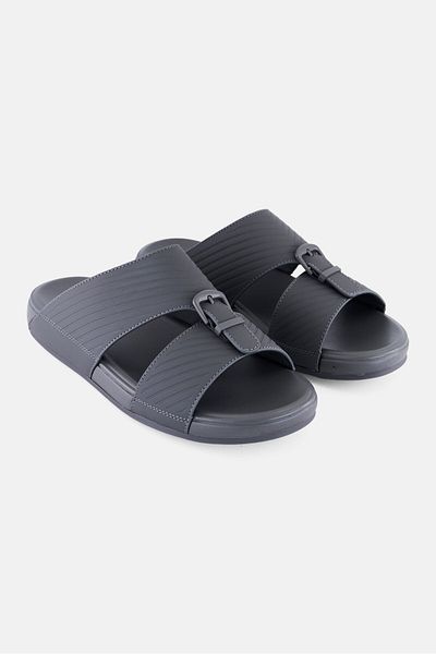 Algspar Men 2 Strap Slip On Arabic Sandals, Dark Grey
