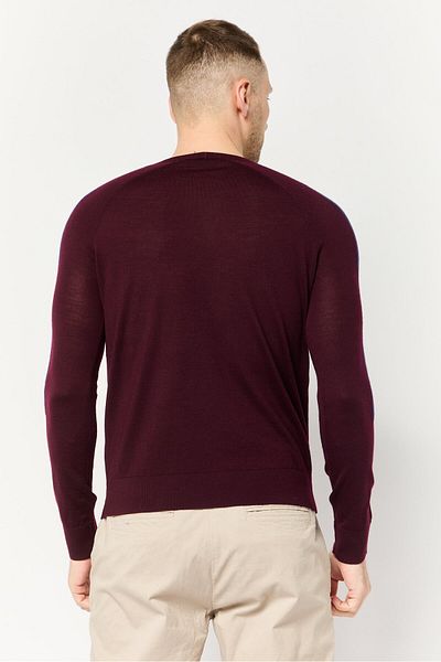 Harmont & Blaine Men Crew Neck Long Sleeve Brand Logo Sweater, Maroon