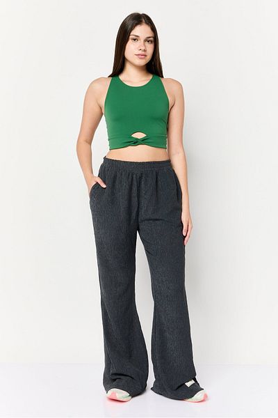 The Giving Movement Women Regular Fit Textured Wide Leg Pants, Grey
