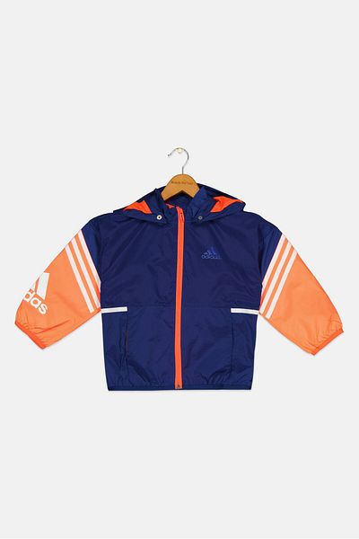 adidas Kids Boy Long Sleeve Hooded Outdoor Jacket, Multicolor