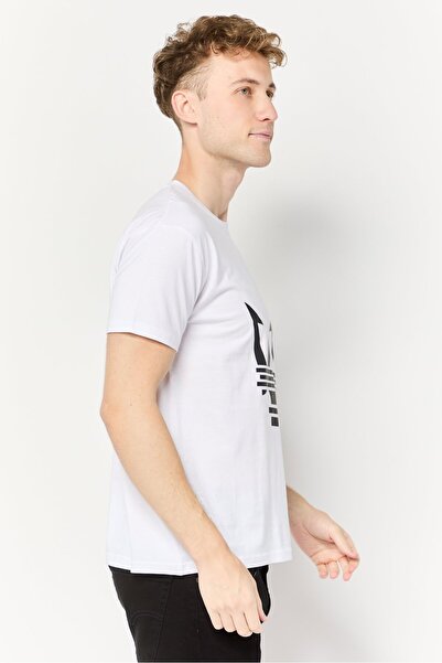 Maserati Men Crew Neck Short Sleeve Brand Logo T-Shirt, White