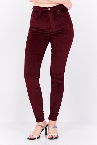 Guess Women Skinny Fit Non Stretchable Solid Jeans, Burgundy