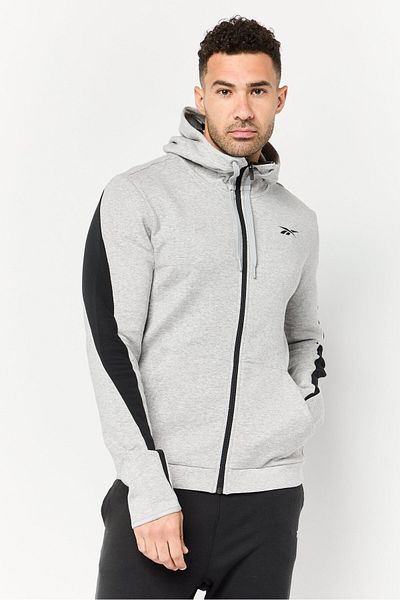 Reebok Men Sportswear Fit Long Sleeve Training Jacket, Heather Grey