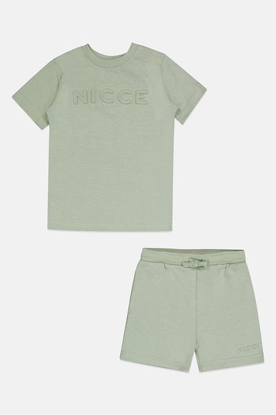 Nicce Kids Boy 2 Pieces Brand Logo Top And Bottom Set, Slate Green