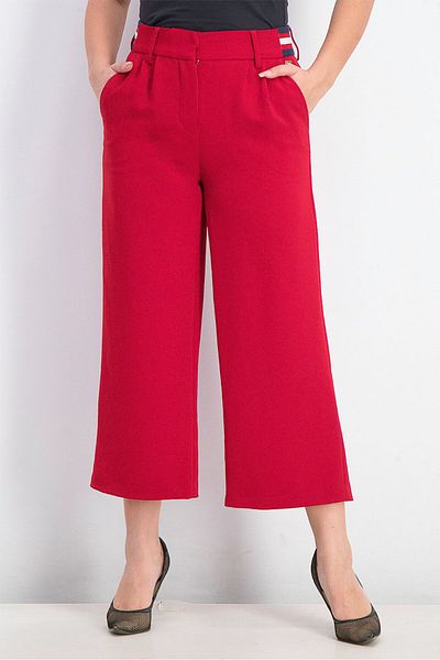 Harmont & Blaine Women Plain Wide Leg Pants, Red