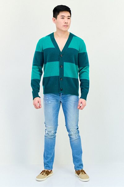 Esprit Men V-neck Stripe Cardigan, Multicolor