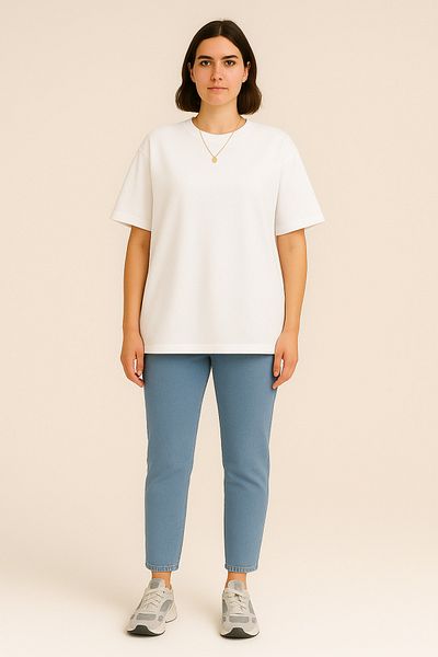 INFLUYENTE Women's Oversize Modal Fabric Comfortable Fit Crew Neck Vibrant Color Silky Feel Basic T-Shirt