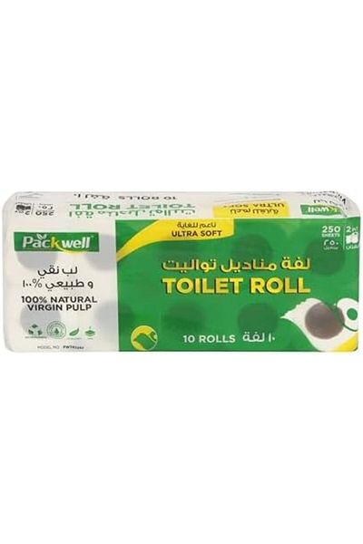 Packwell Toilet roll 250 sheets pack of 10 pcs rolls Softness Bathroom Tissue Roll