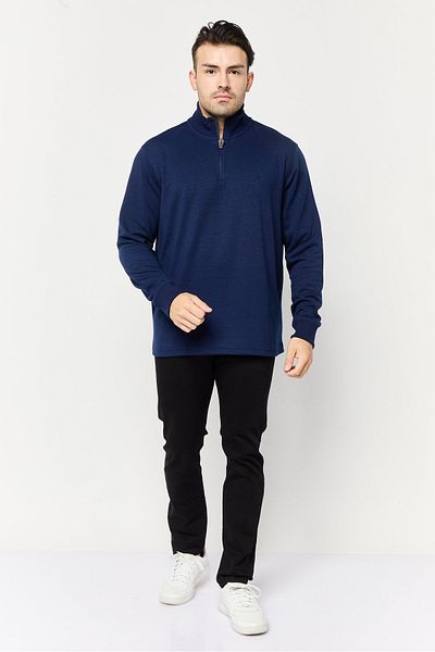 Chaps Men Mock Neck Embroidered Logo Sweatshirt, Navy