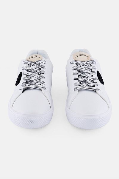 Lamborghini Men Brand Logo Lace Up Casual Shoes, White